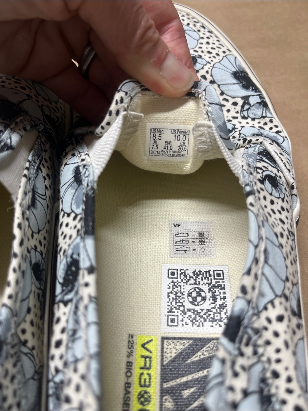 Vans Slip-On Sneakers White Black Light Blue Poppy Floral Women 10 - Picture 5 of 6